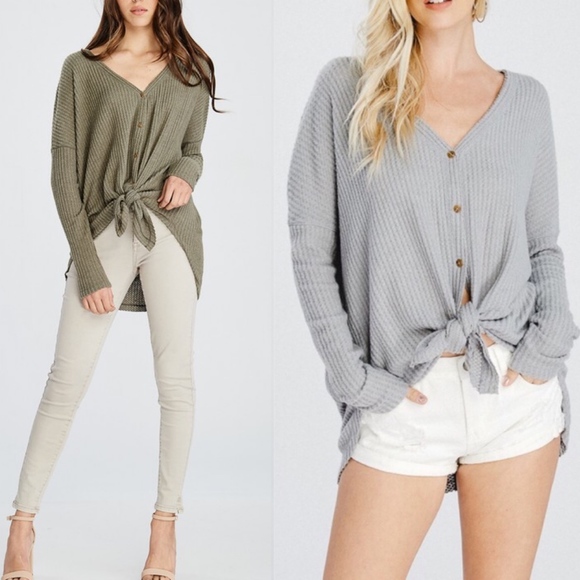 Bellanblue Sweaters - BETTY Button Down Top - OLIVE